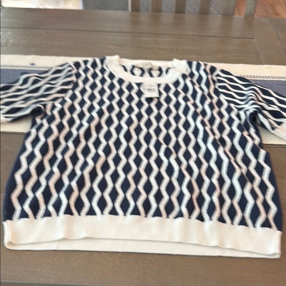 Navy and White Patterned Sweater - Picture 2 of 5